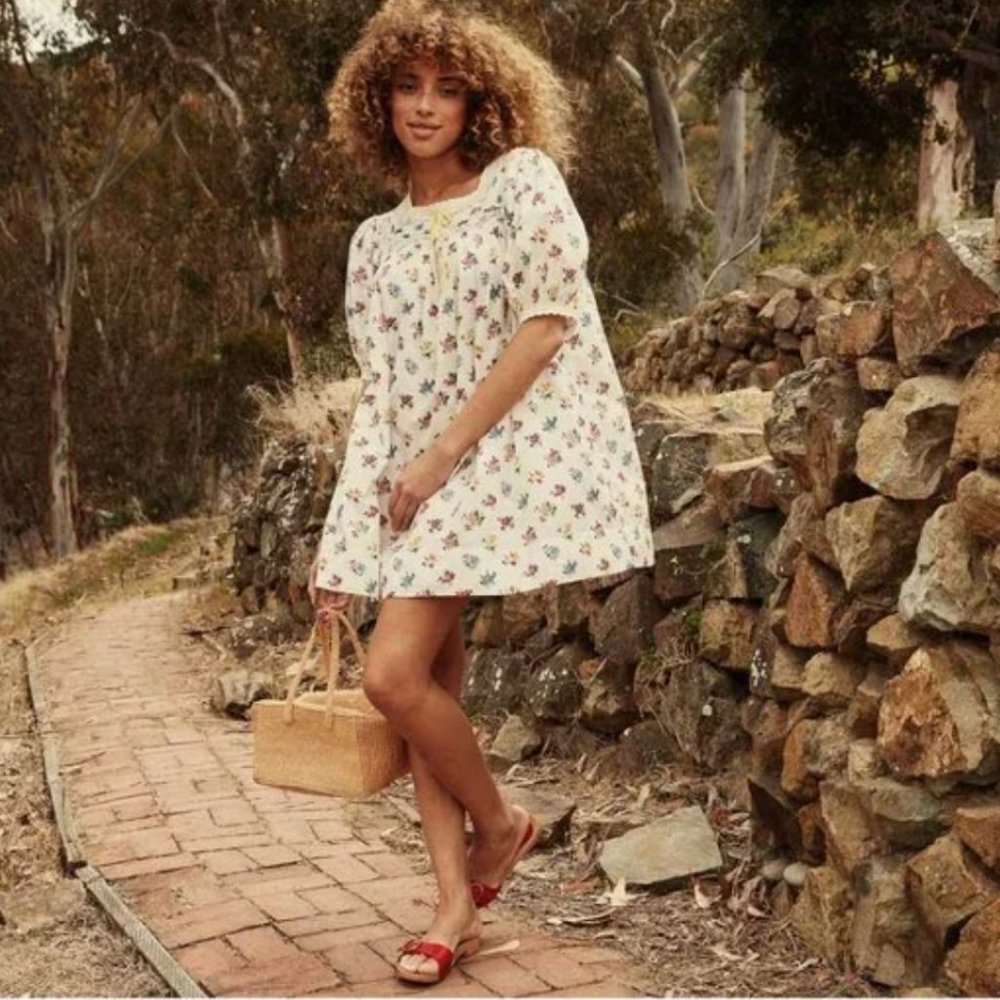 Doen Cadeau Mini Dress in Fleurs de Jonquille size XS